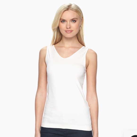 KOHL’S APT 9 essential tank L/XL stretch NWT white - Picture 3 of 3